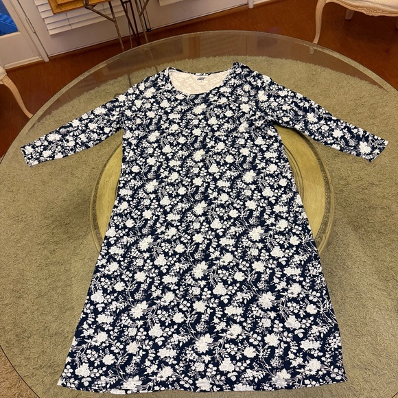 Lands' End Women's Plus Size 100% Cotton Long Sleeve Midcalf Nightgown 1XL/16-18 - Picture 1 of 11